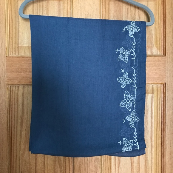 Denim Blue Embroidered Infinity Scarf - Picture 2 of 2
